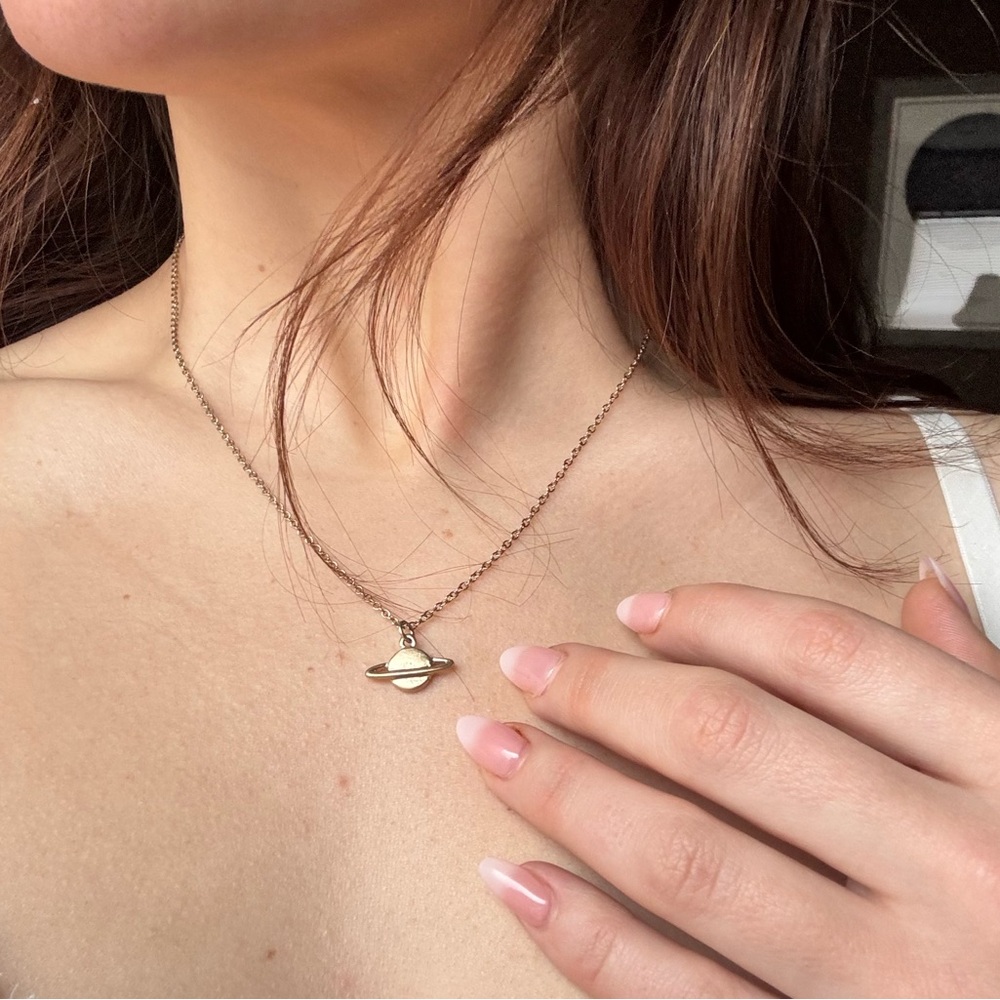 Gold Planet Pendant Necklace
